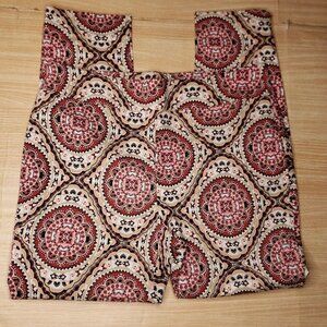 Chico's So Slimming Pink White Paisley Pull On Ankle Pants Medium